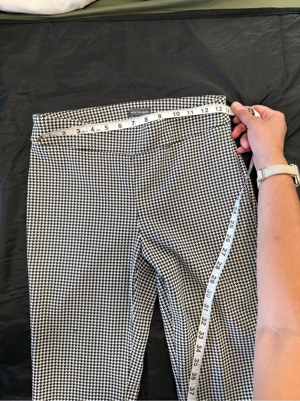 Van Heusen Black and White Houndstooth Skinny Pants with ankle zipper Size 6 - Picture 8 of 10